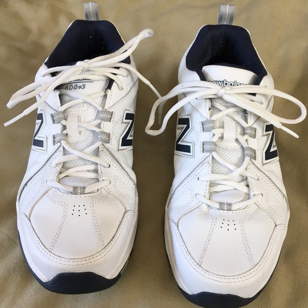 New Balance White Navy Athletic Sneakers